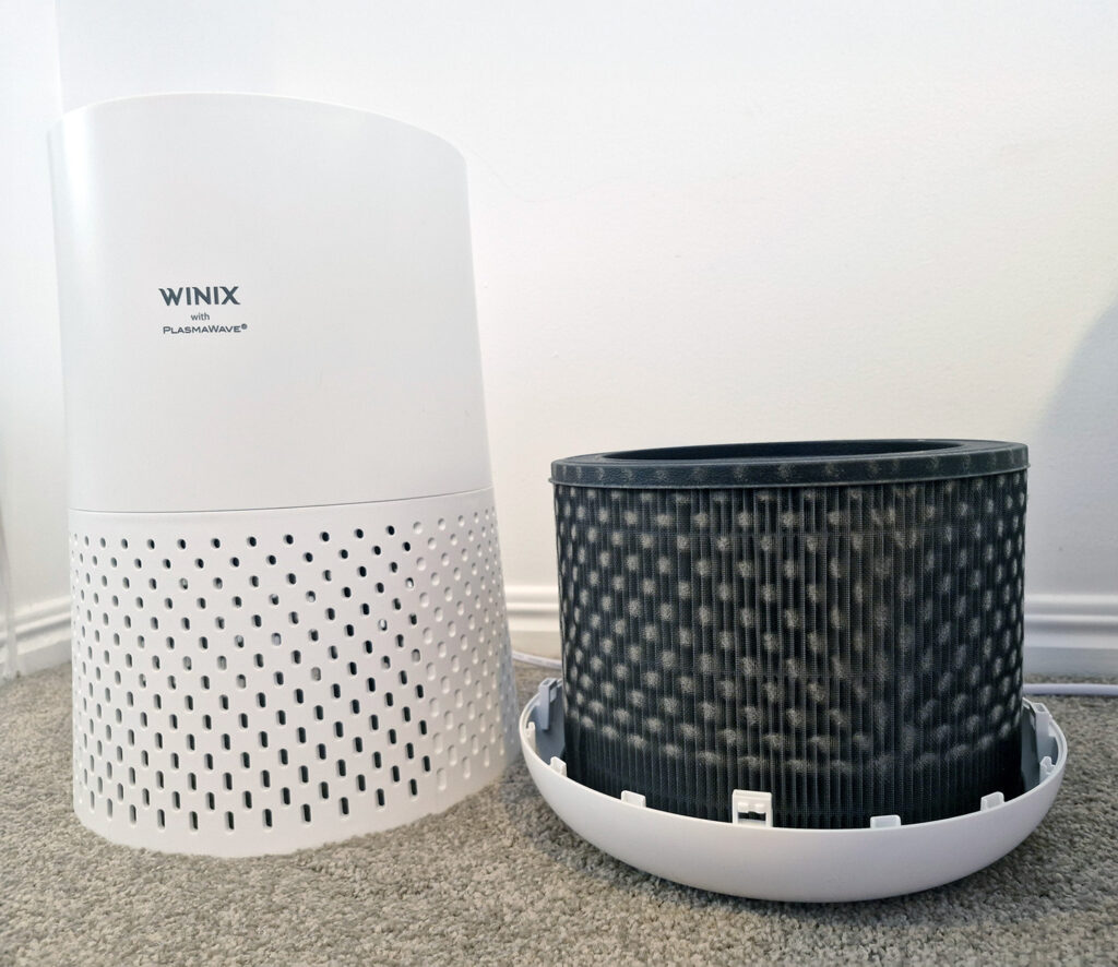Test result showing a large amount of dust removed from air by Winix Australia's Compact air purifier